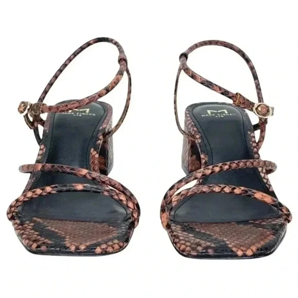 Marc Fisher LTD Womens Sandal 8.5M Jiny2 Brown Snake Print Block Heel - Picture 4 of 16